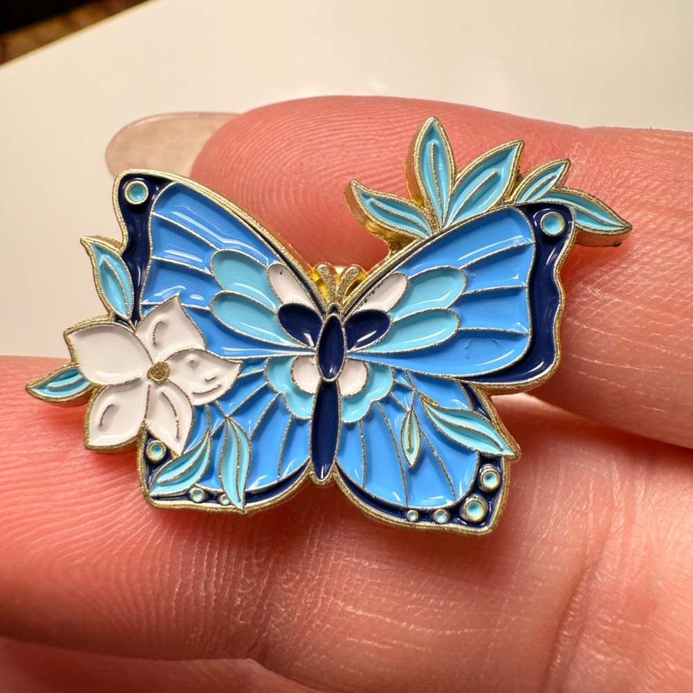 Exquisite Blue and Gold Butterfly Brooch